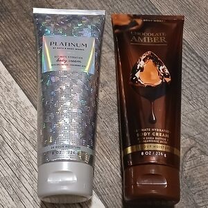 Bath & Body Works Platinum and Chocolate Amber Body Cream Set